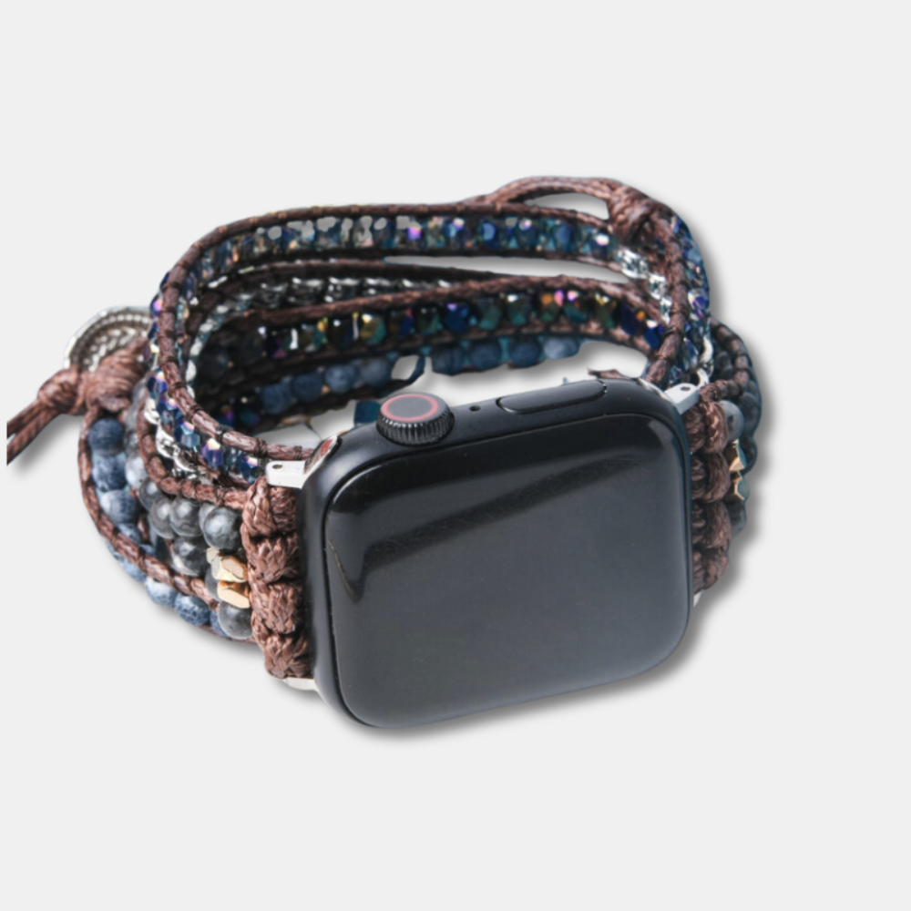 Bracelet en Pierre Naturelle d'Onyx Clair de Lune pour Apple Watch