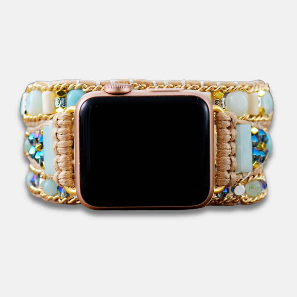 Bracelet Éclat de Cristal en Pierre Naturelle d'Amazonite pour Apple Watch