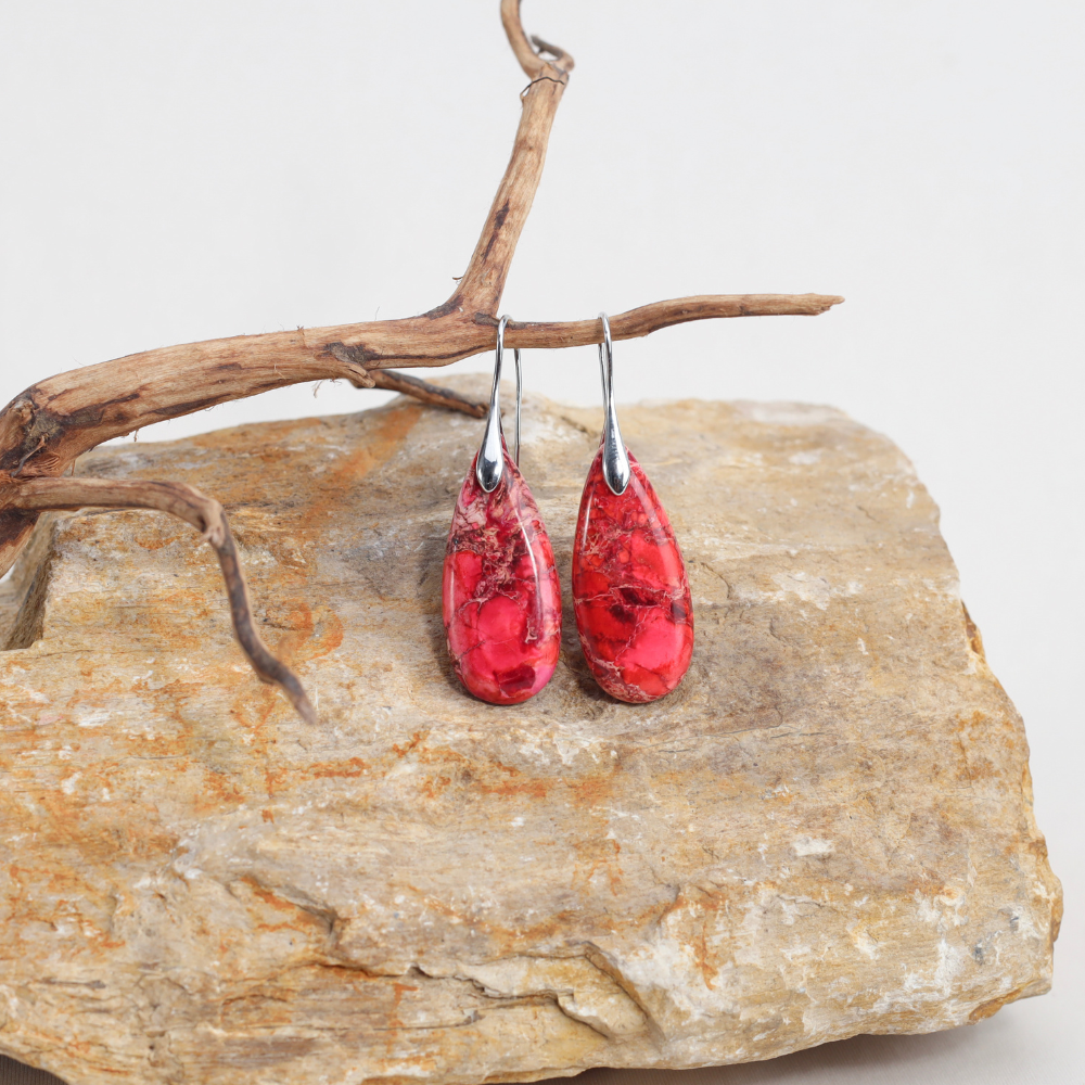 Boucles d'Oreilles Margot - Pierre Naturelle  de Jaspe