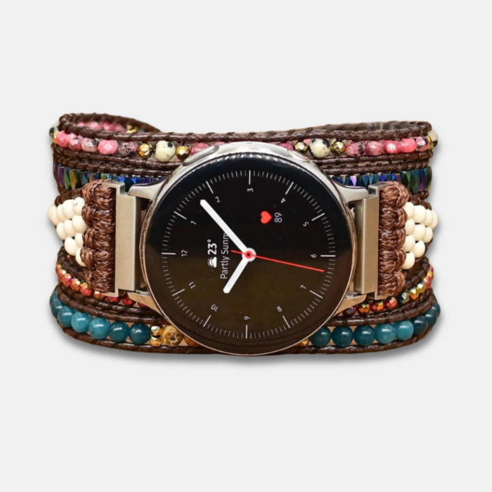 Bracelet en Pierres Naturelles d'Agate et Cristal pour Samsung Galaxy Watch