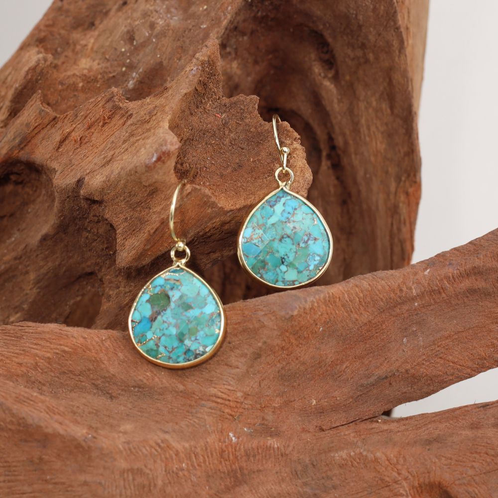 Boucles D'oreilles Azur d'Alice - Pierre Naturelle Turquoise