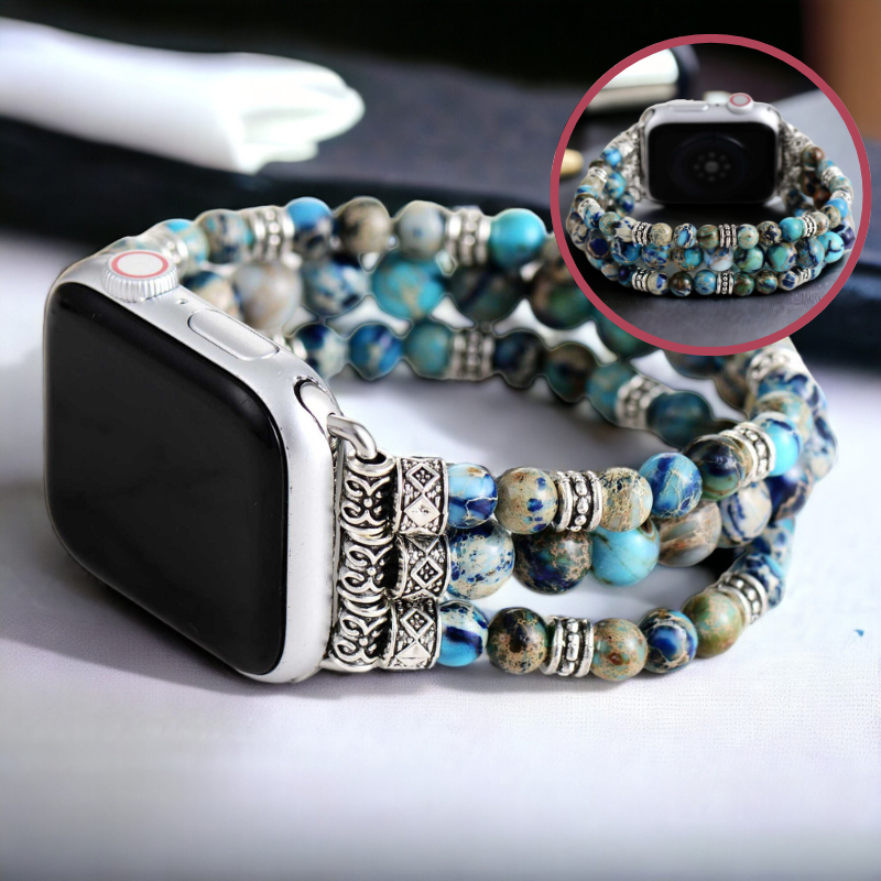 Bracelet Jaspe Azur Turquoise Impérial pour Apple Watch