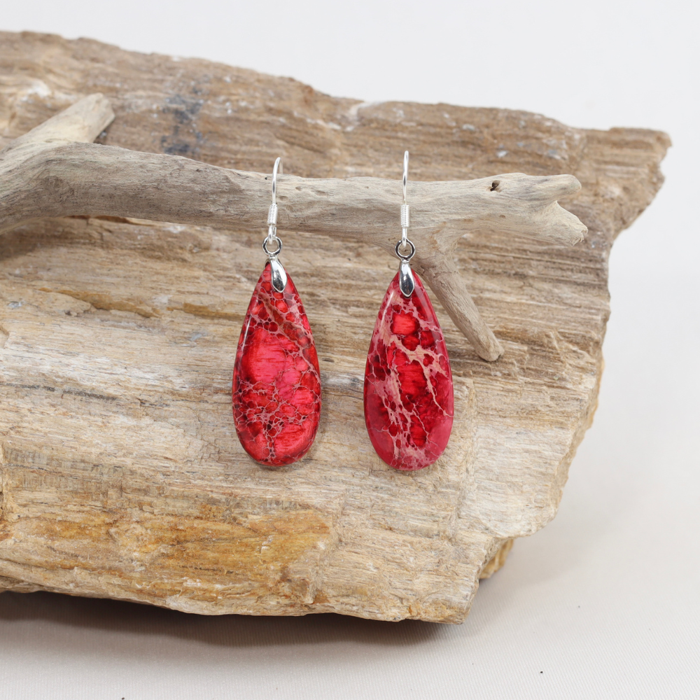 Boucles D'Oreilles Coralie - Jaspe Sédiments Mer Rouge