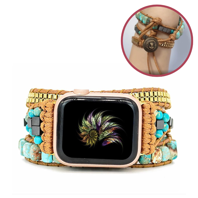 Bracelet Énergie en Turquoise Naturelle pour Apple Watch