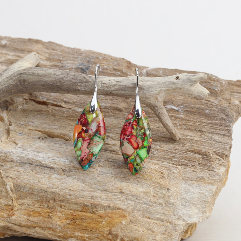 Boucles D'oreilles Gabrielle - Pierre Naturelle de Jaspe