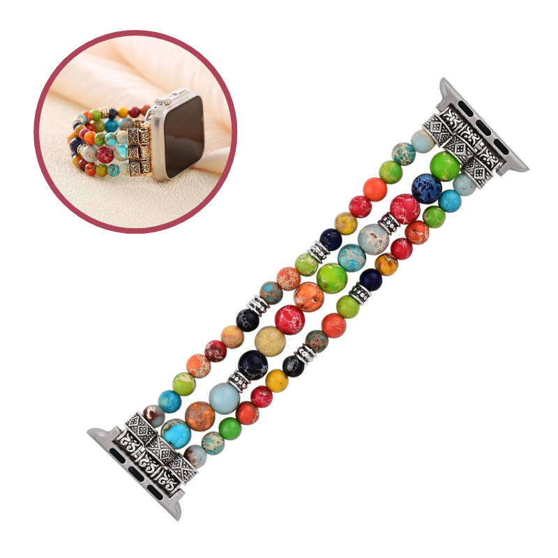 Bracelet Chakra Pierre Naturelle de Jaspe pour Apple Watch