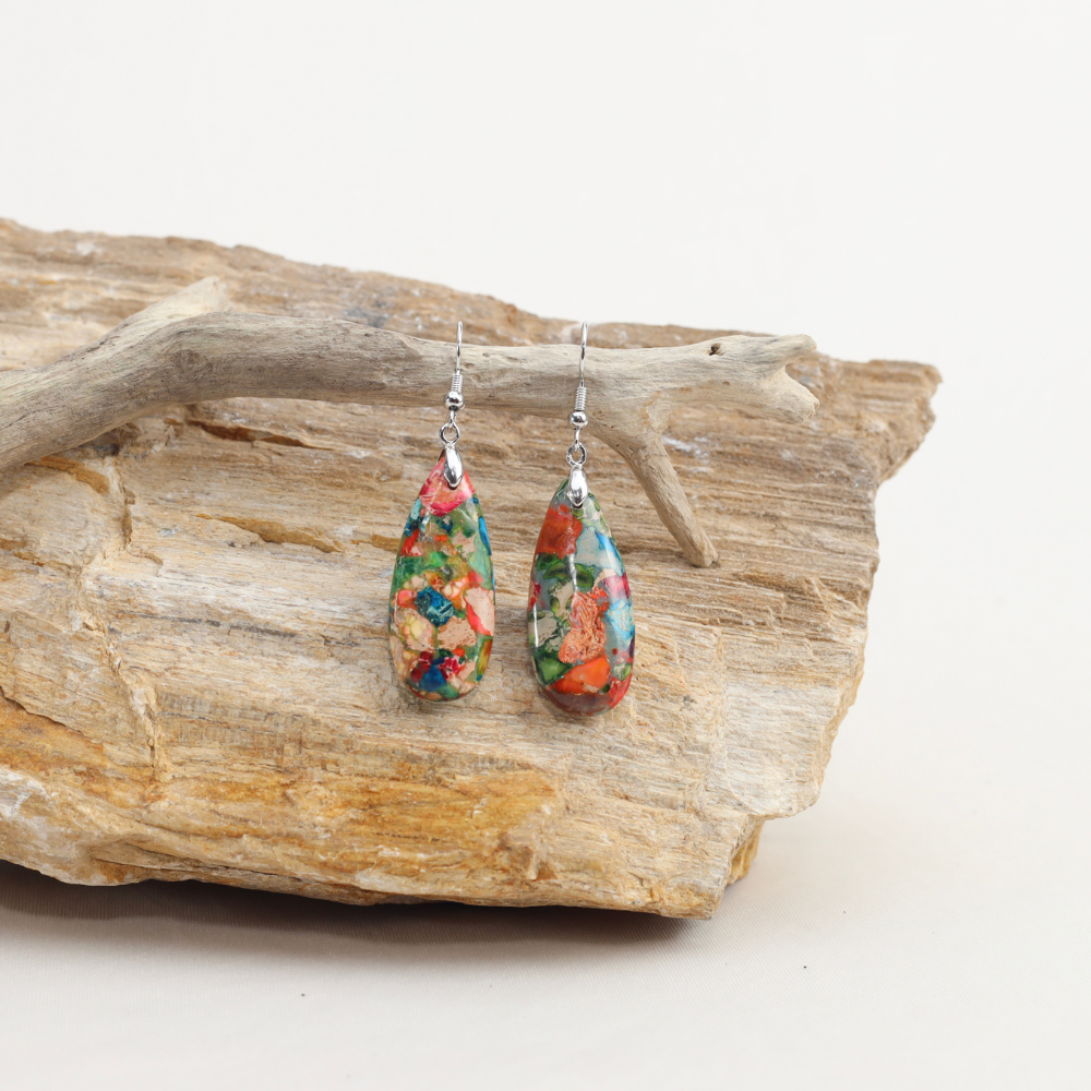 Boucles d'Oreilles Valentine - Pierre Naturelle de Jaspe