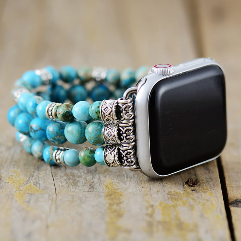 Bracelet Jaspe Azur Turquoise Impérial pour Apple Watch