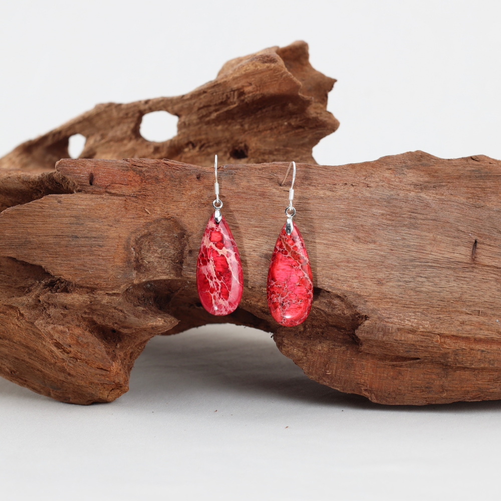 Boucles D'Oreilles Coralie - Jaspe Sédiments Mer Rouge