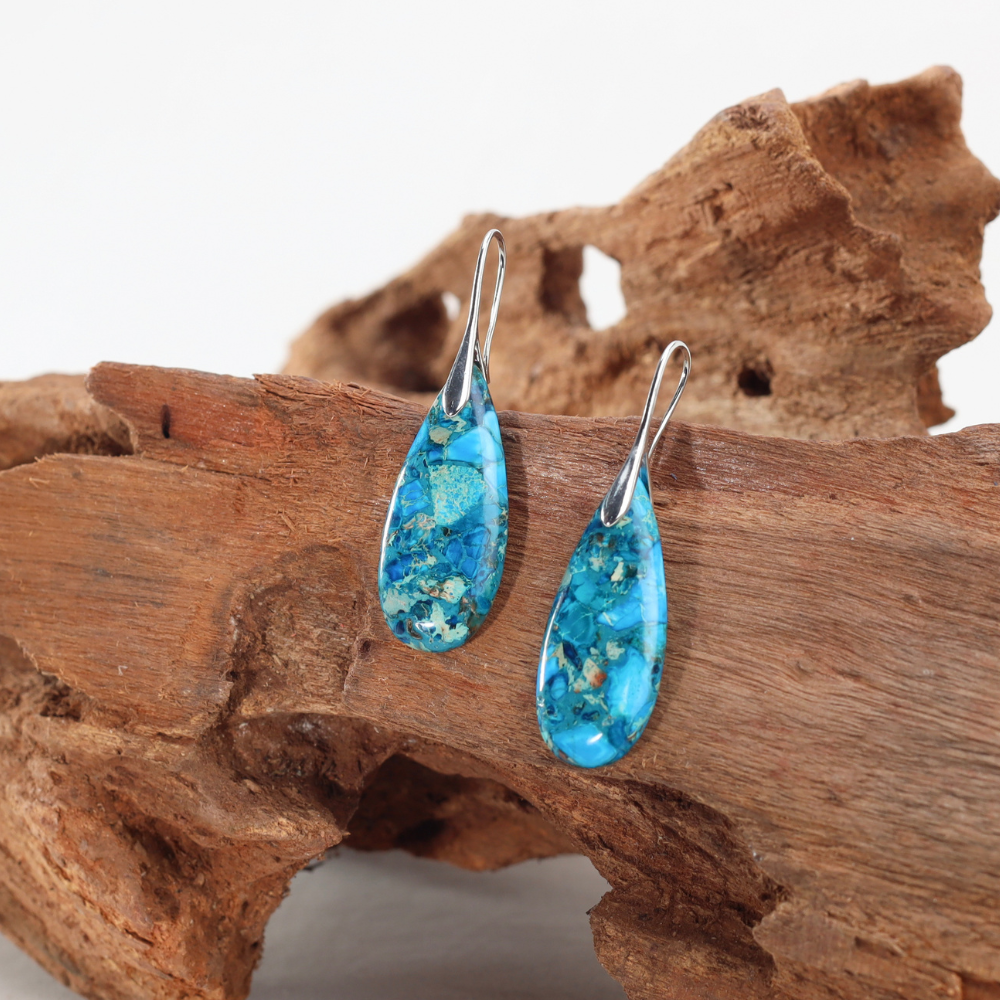 Boucles d’Oreilles Simone - Pierre Naturelle Bleu de Guérison