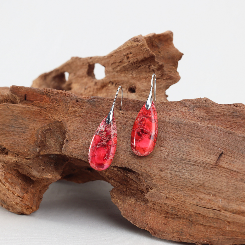 Boucles d'Oreilles Margot - Pierre Naturelle  de Jaspe