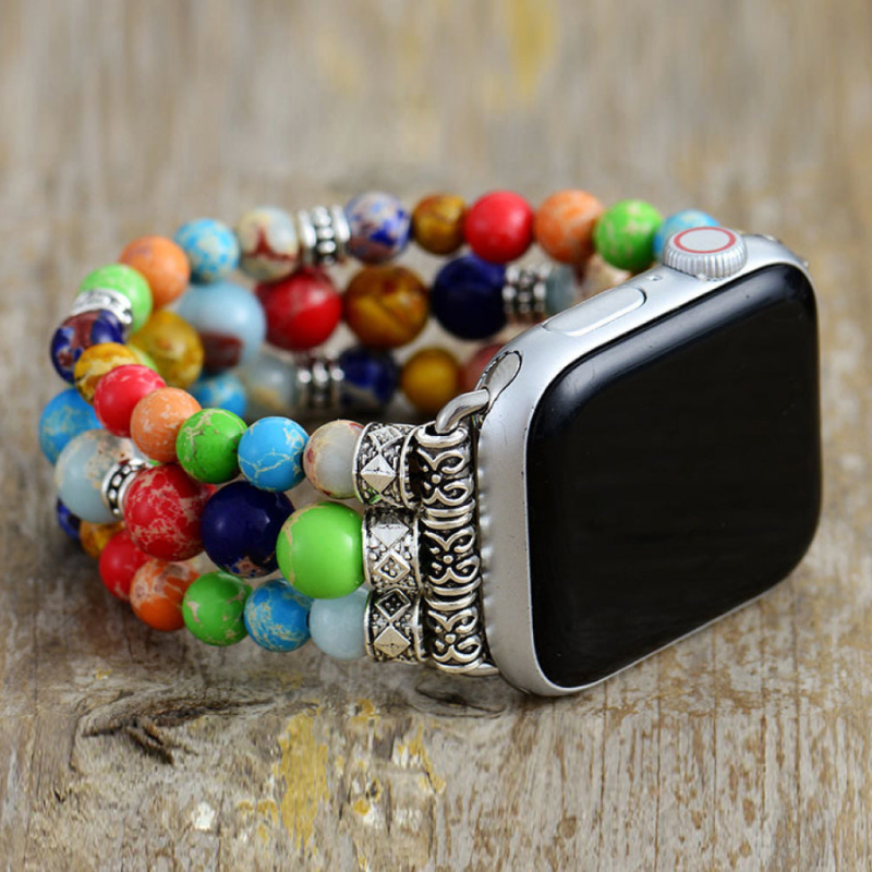 Bracelet Chakra Pierre Naturelle de Jaspe pour Apple Watch