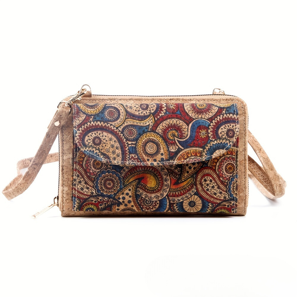 Collection Diane - Pochette en Liège À Bandoulière et À Motif Paisley