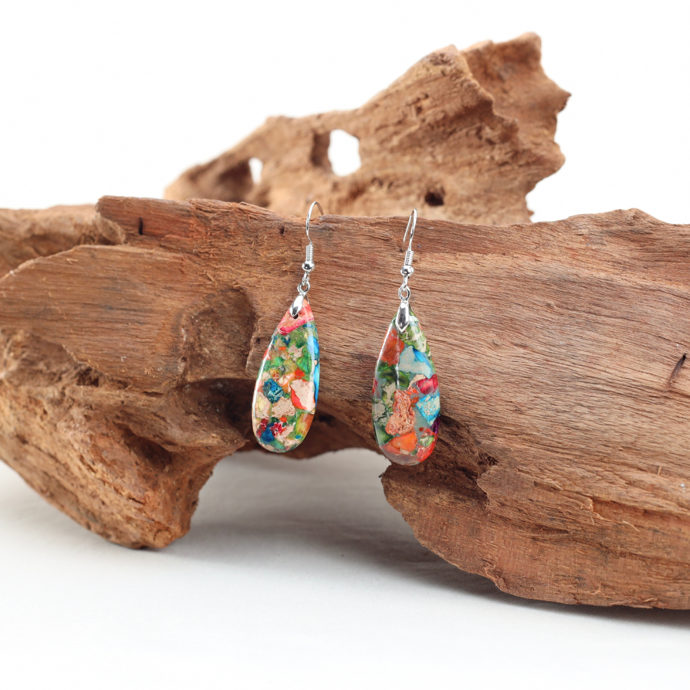 Boucles d'Oreilles Valentine - Pierre Naturelle de Jaspe