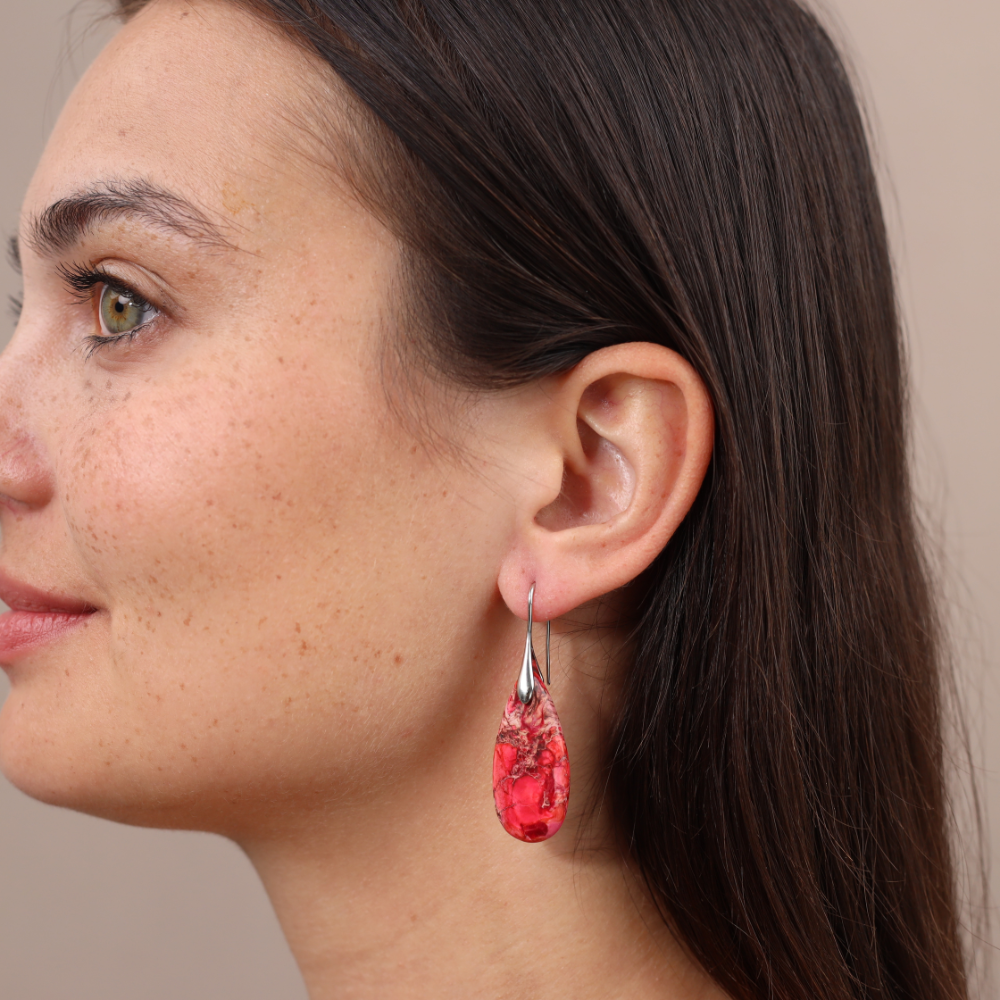 Boucles d'Oreilles Margot - Pierre Naturelle  de Jaspe