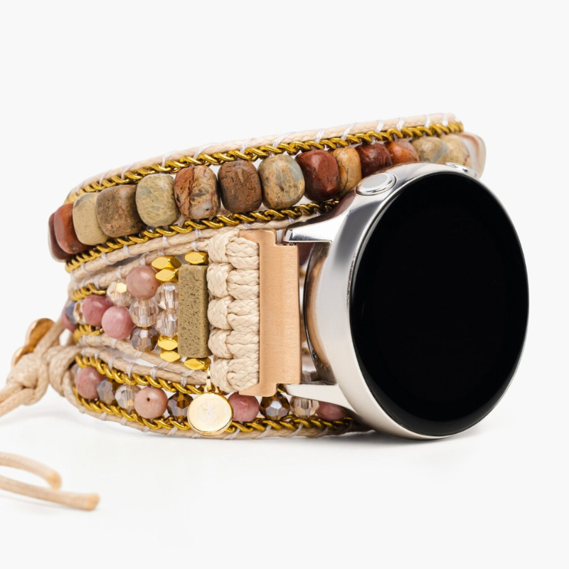 Bracelet en Pierres Naturelles de Jaspe et de Rhodonite pour Samsung Galaxy Watch