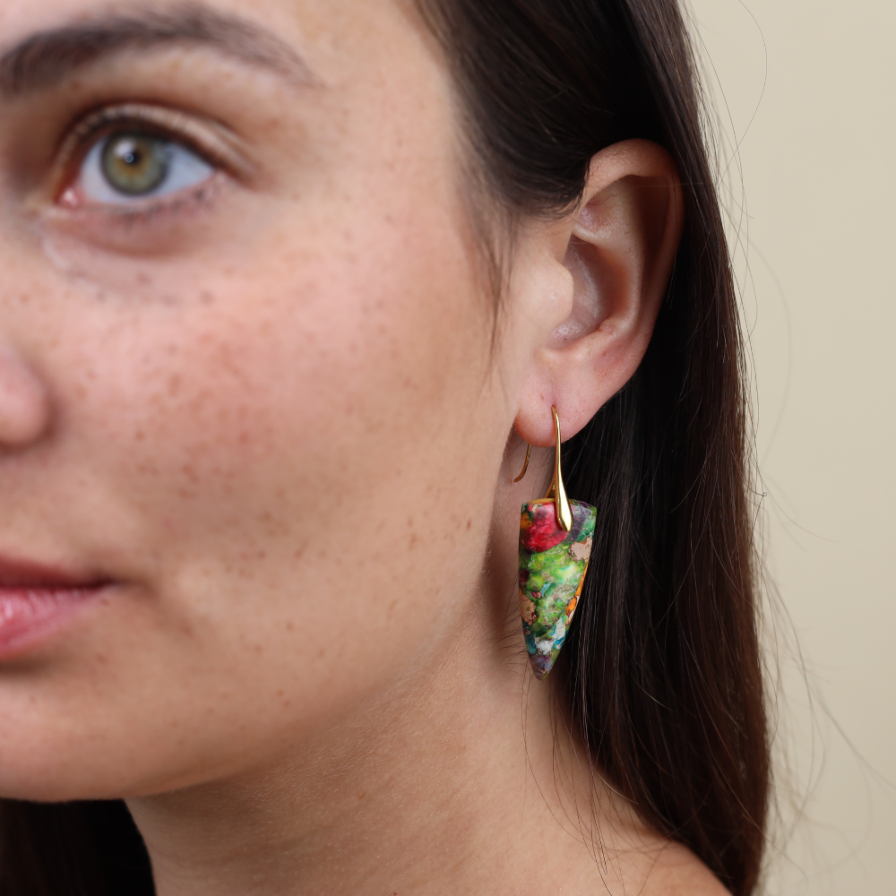 Boucles d'Oreilles Écarlate - Pierre Naturelle des Sédiments de la Mer Rouge