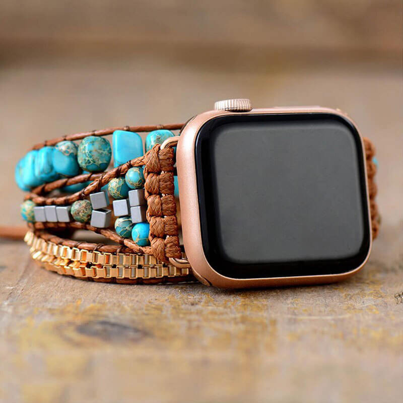 Bracelet Énergie en Turquoise Naturelle pour Apple Watch