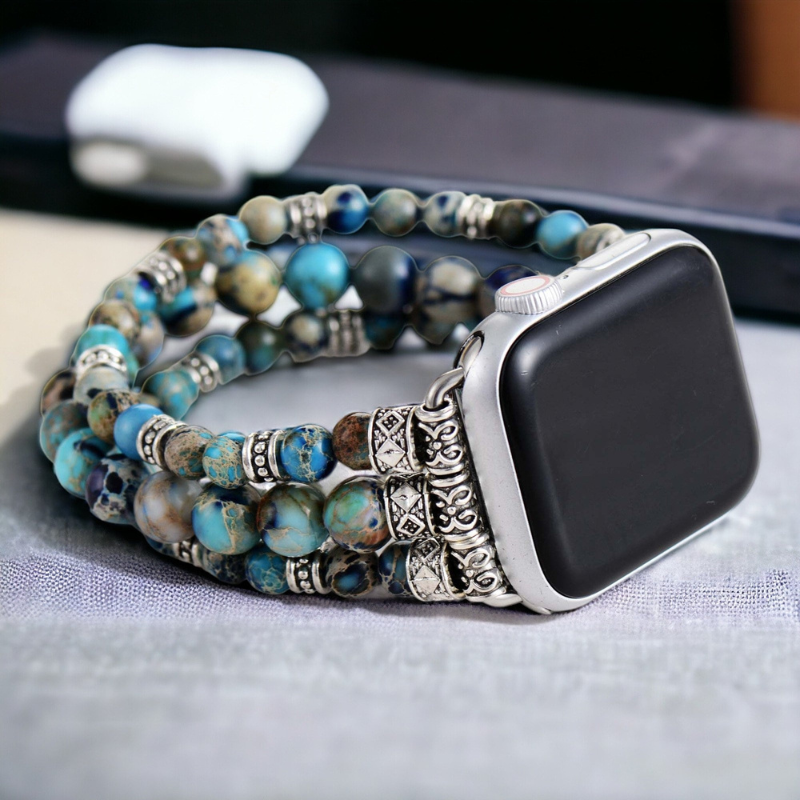 Bracelet Jaspe Azur Turquoise Impérial pour Apple Watch