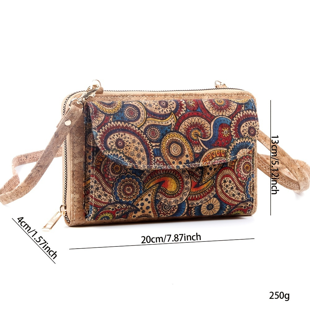 Collection Diane - Pochette en Liège À Bandoulière et À Motif Paisley