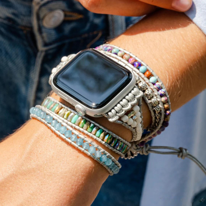 Bracelet Pierre Naturelle de Jaspe Océan pour Apple Watch