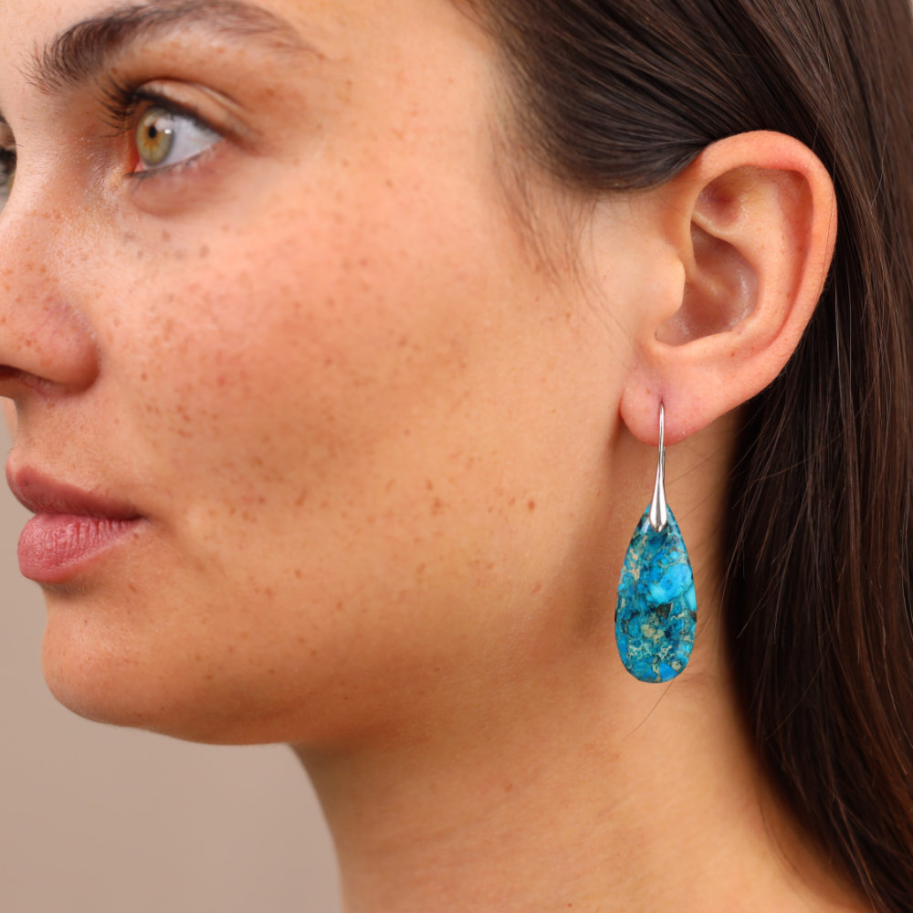 Boucles d’Oreilles Simone - Pierre Naturelle Bleu de Guérison