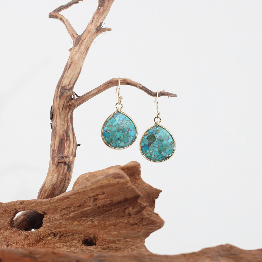 Boucles D'oreilles Azur d'Alice - Pierre Naturelle Turquoise