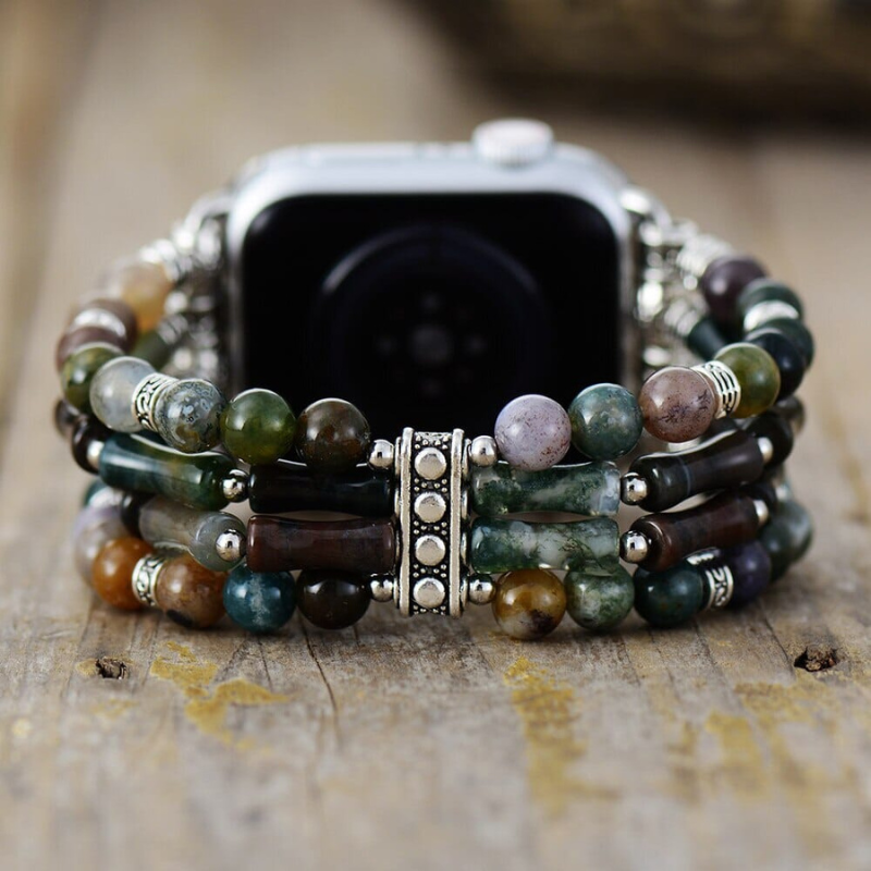 Bracelet en Agate Naturelle Vintage pour Apple Watch