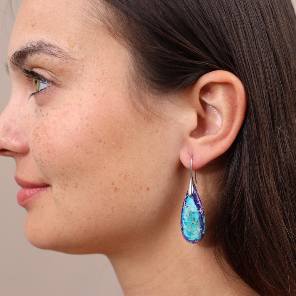 Boucles d’Oreilles Lucienne - Pierre Naturelle Pourpre-Azur