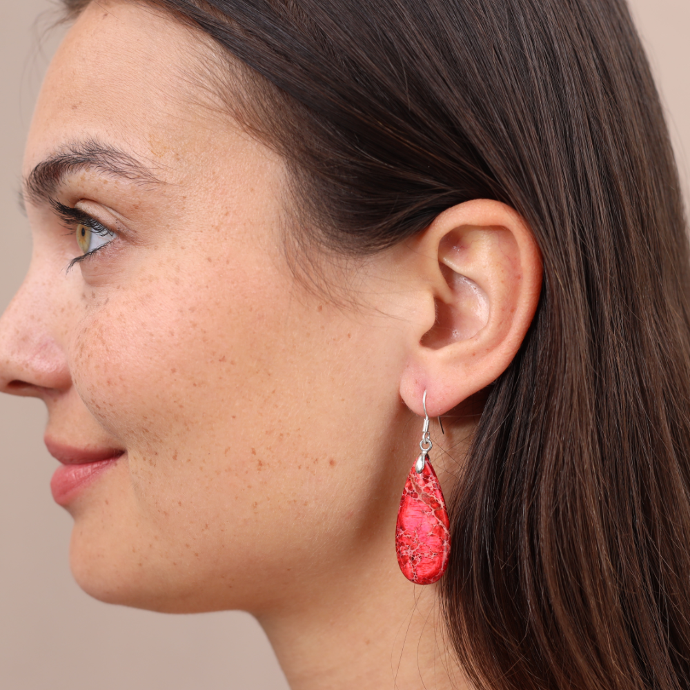 Boucles D'Oreilles Coralie - Jaspe Sédiments Mer Rouge