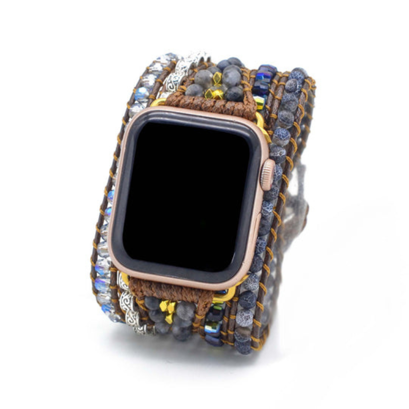 Bracelet en Pierre Naturelle d'Onyx Clair de Lune pour Apple Watch