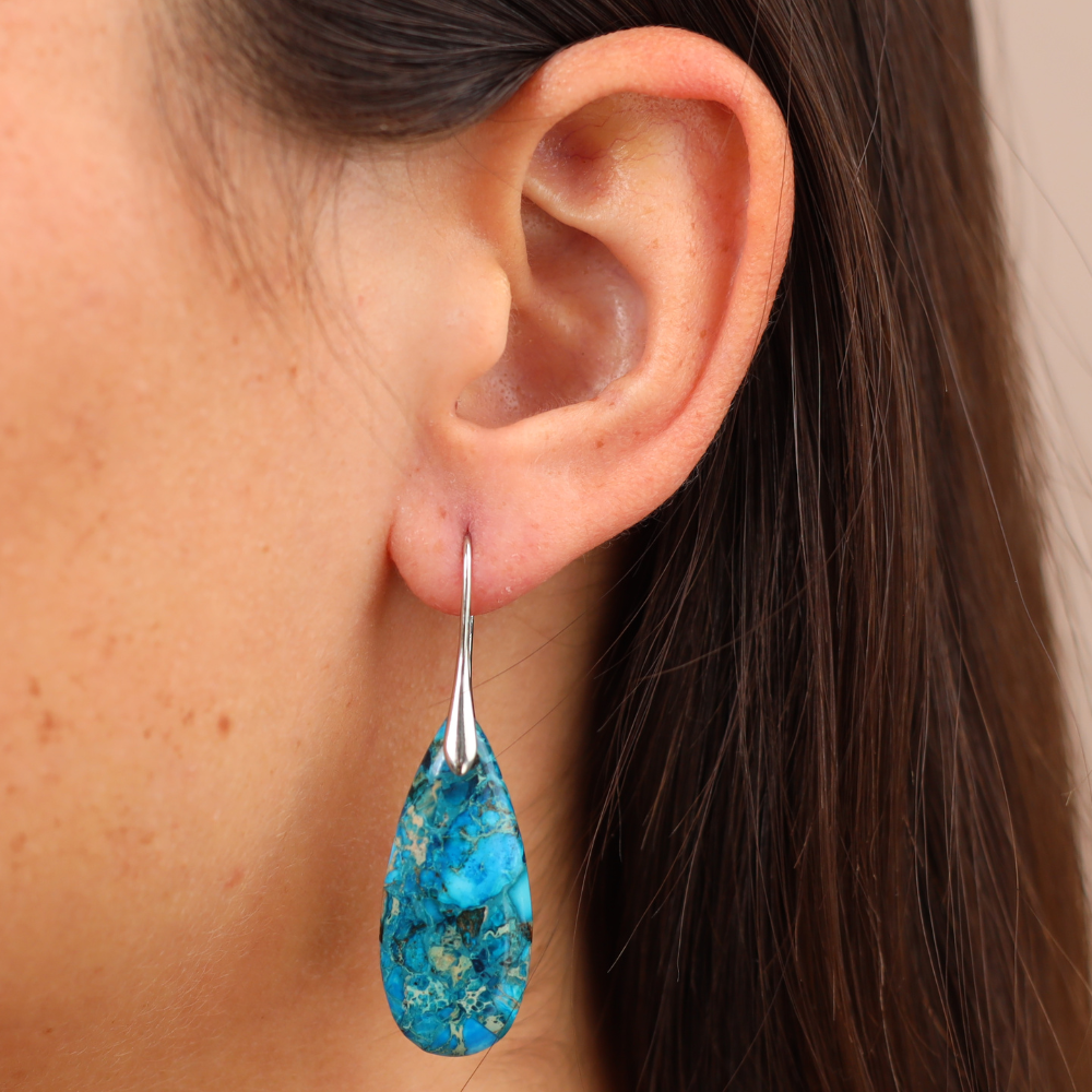 Boucles d’Oreilles Simone - Pierre Naturelle Bleu de Guérison