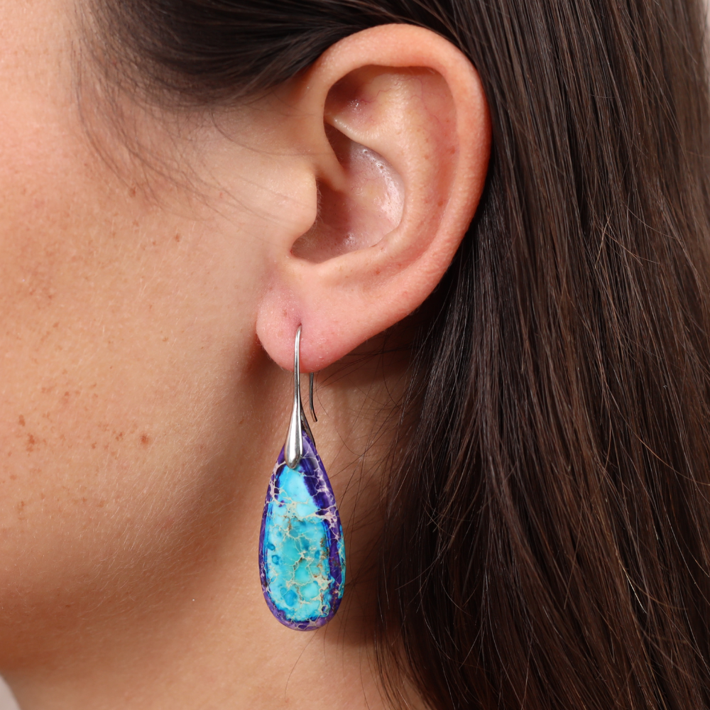 Boucles d’Oreilles Lucienne - Pierre Naturelle Pourpre-Azur