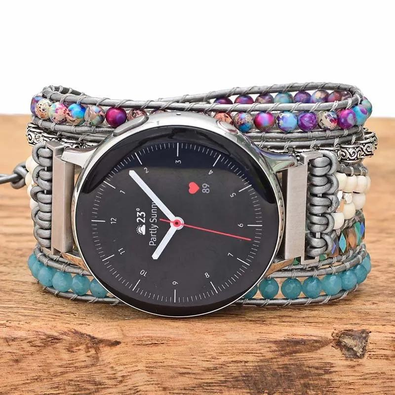 Bracelet Pierre Naturelle de Jaspe Océan pour Samsung Galaxy Watch