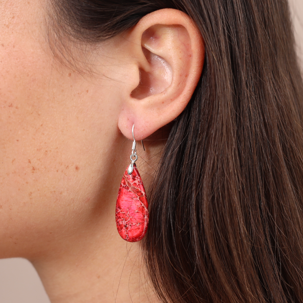 Boucles D'Oreilles Coralie - Jaspe Sédiments Mer Rouge