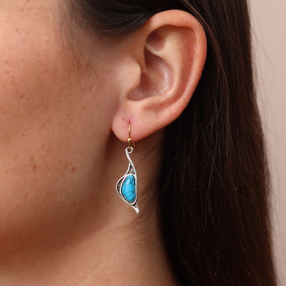 Boucles d'Oreilles Eugénie - Pierre Naturelle de Turquoise