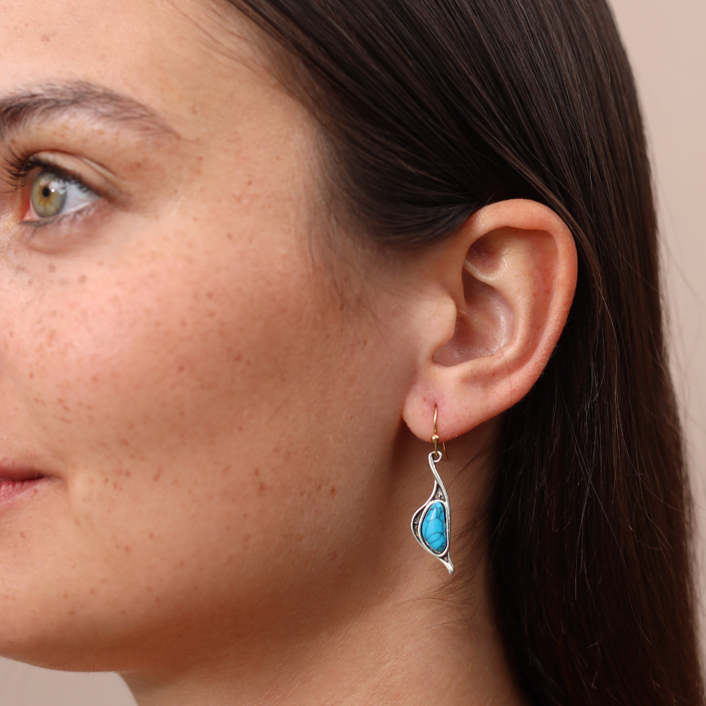 Boucles d'Oreilles Eugénie - Pierre Naturelle de Turquoise