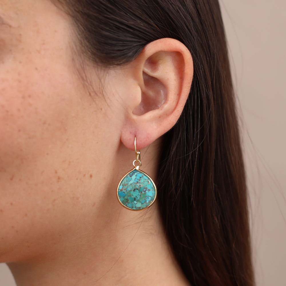 Boucles D'oreilles Azur d'Alice - Pierre Naturelle Turquoise