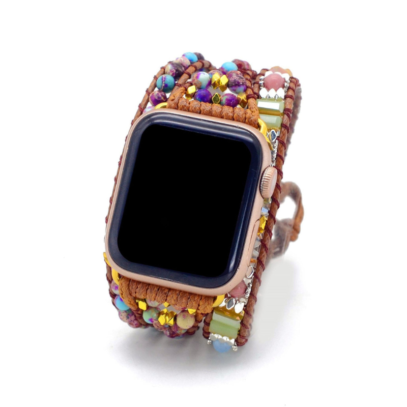 Bracelet en Jaspe Impérial et Cristal pour Apple Watch