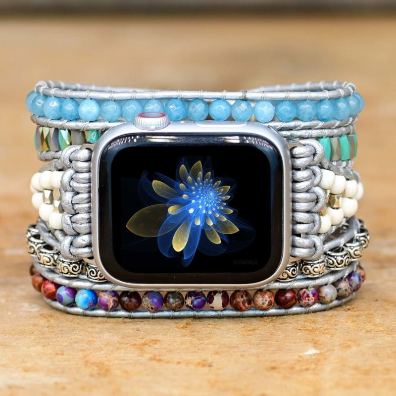 Bracelet Pierre Naturelle de Jaspe Océan pour Apple Watch