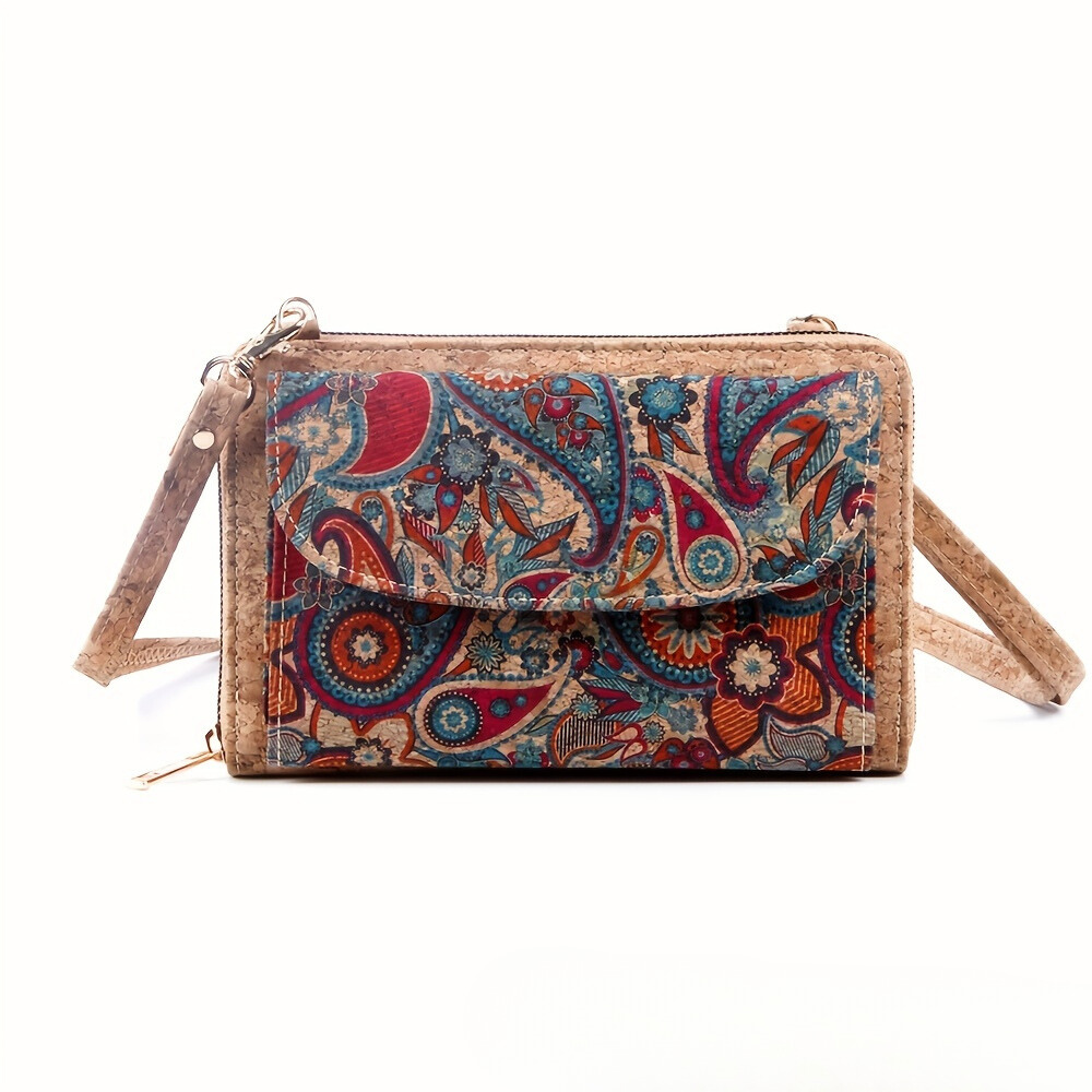 Collection Diane - Pochette en Liège À Bandoulière et À Motif Paisley