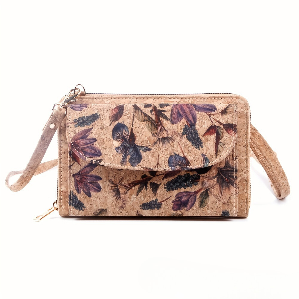 Collection Flora d'Éloïse - Pochette en Liège À Imprimé Ethnique Floral