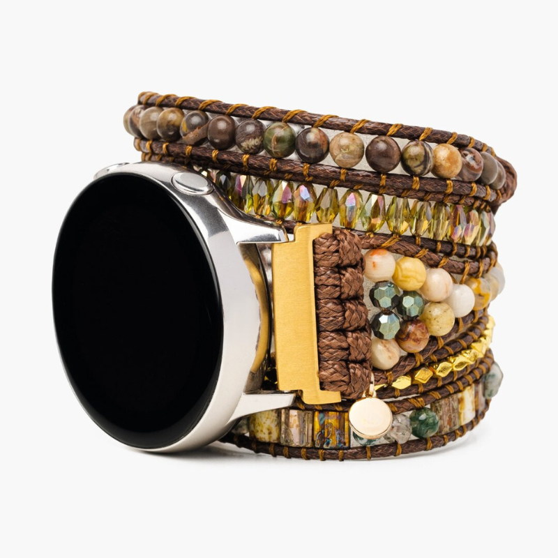 Bracelet en Pierre Naturelle d'Onyx et Quartz pour Samsung Galaxy Watch