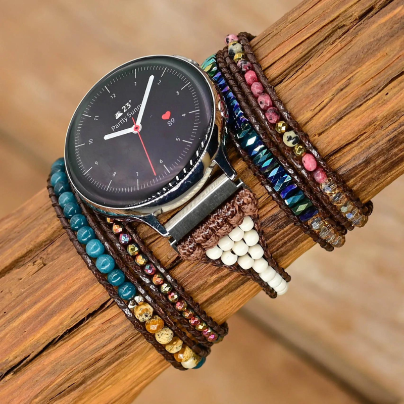 Bracelet en Pierres Naturelles d'Agate et Cristal pour Samsung Galaxy Watch