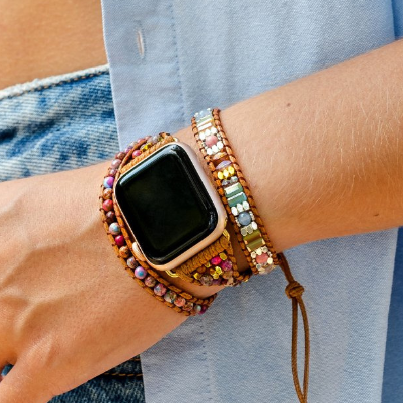 Bracelet en Jaspe Impérial et Cristal pour Apple Watch