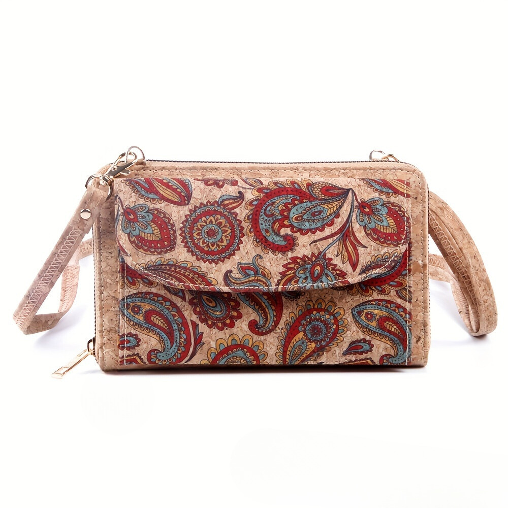 Collection Diane - Pochette en Liège À Bandoulière et À Motif Paisley