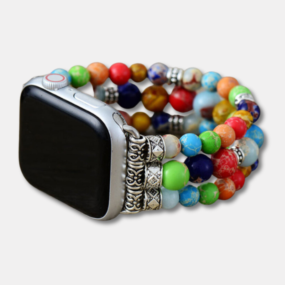 Bracelet Chakra Pierre Naturelle de Jaspe pour Apple Watch