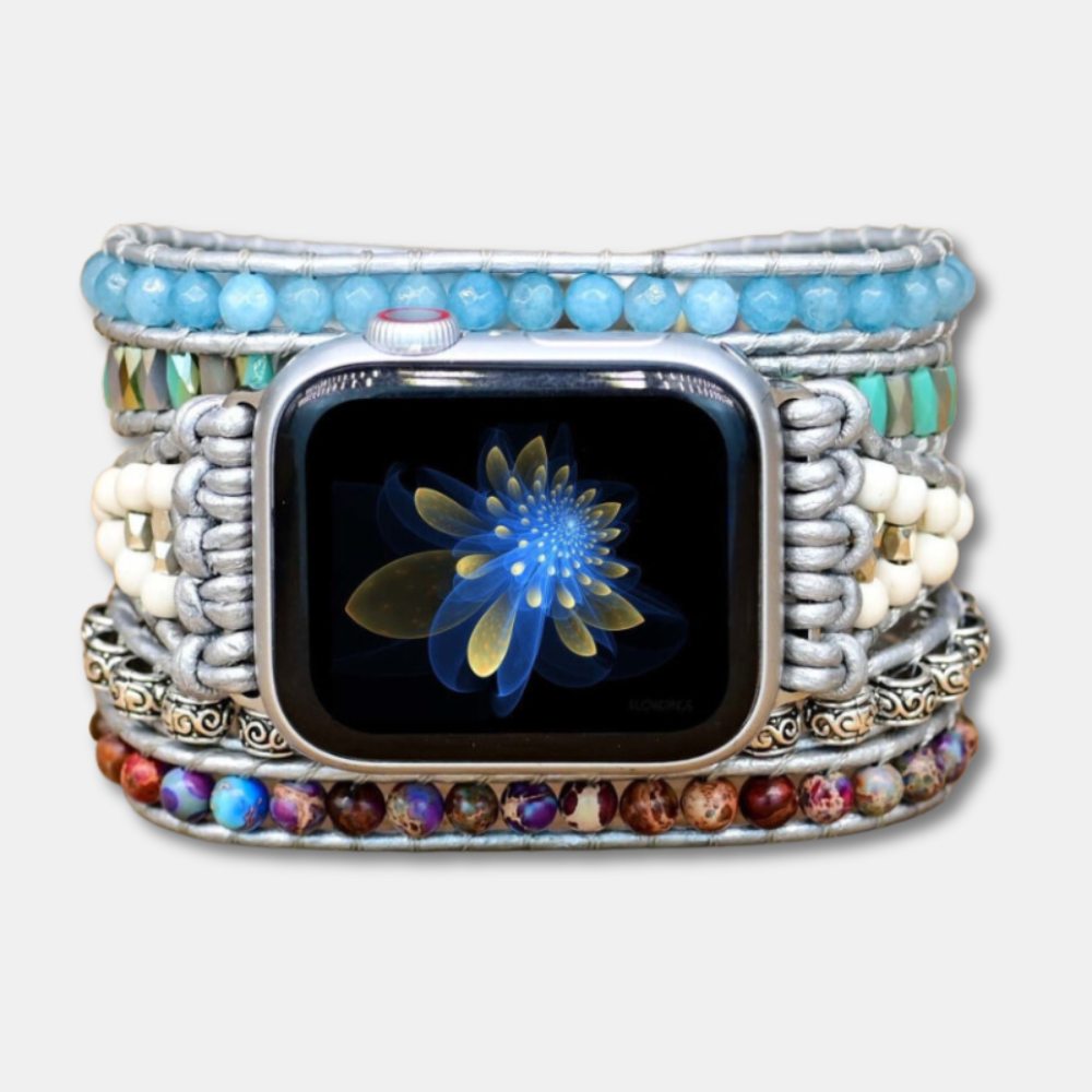 Bracelet Pierre Naturelle de Jaspe Océan pour Apple Watch